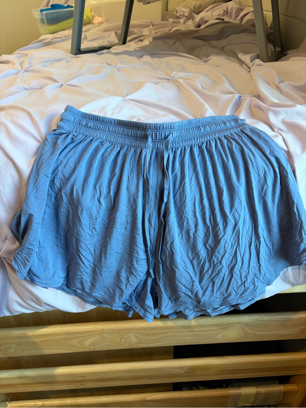 Light Blue Women's Lounge Shorts with Elastic Waist
